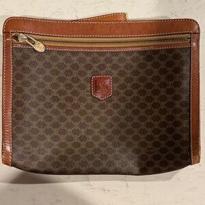 FLASH Celine Brown Leather Clutch/Wristlet Bag